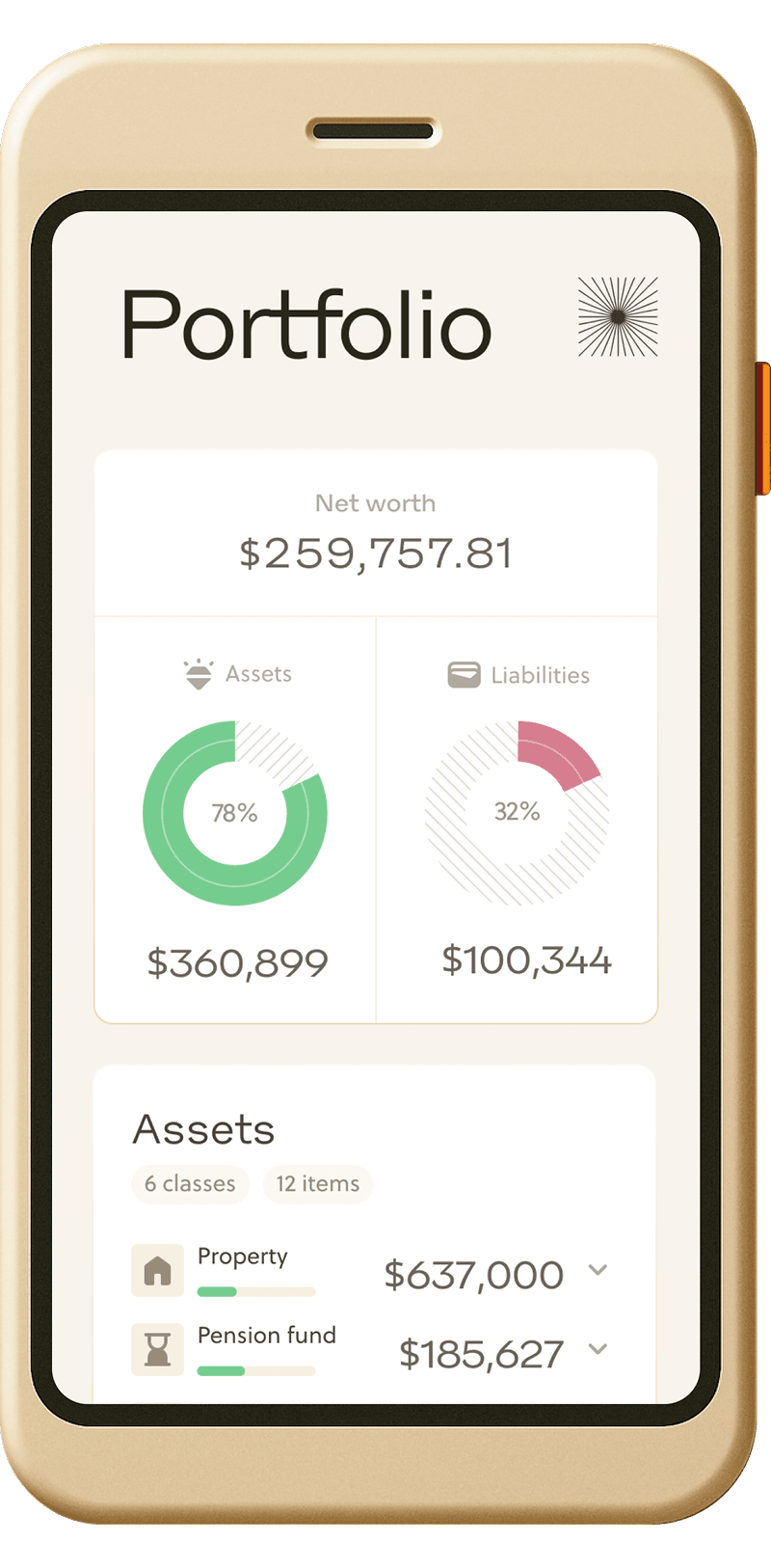 Valor portfolio screen